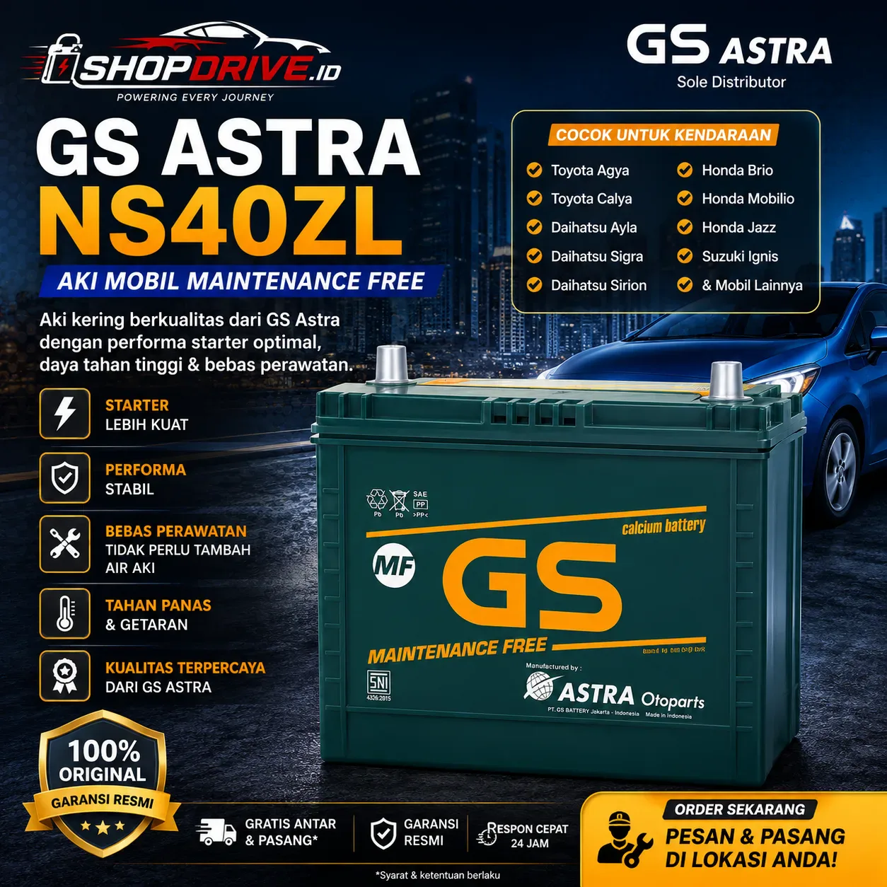 GS Astra NS40ZL | (MF) / Aki Kering